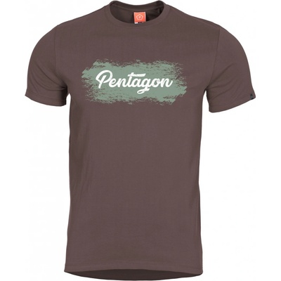 Pentagon Ageron Grunge tričko s potlačou terra brown