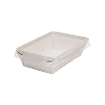 EcoObaly Papírový box miska EKO na salát 145x95x45 mm bílý s transp. víčkem