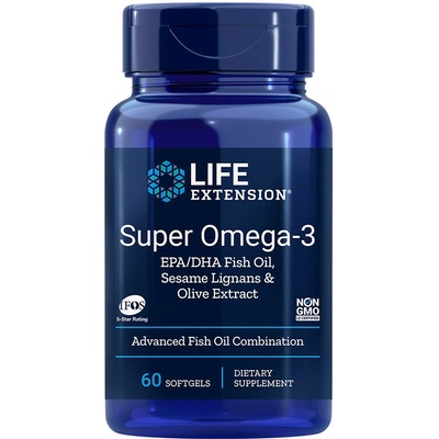 Life Extension Super Omega-3 EPA/DHA Fish Oil Sesame Lignans & Olive Extract 60 enterických kapslí