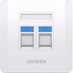 Ugreen Двойна стенна розетка за интернет връзка - Ugreen Dual Wall Socket Internet LAN Telephone RJ45 and RJ11 (бял) (80182)
