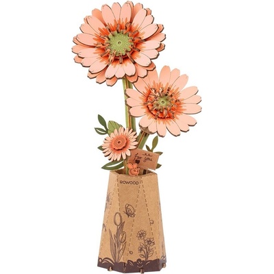 RoboTime 3D dřevěná skládačka Oranžová gerbera – Zbozi.Blesk.cz