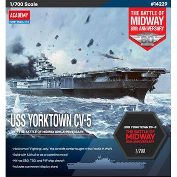 ACADEMY Model Kit loď 14229 USS Yorktown CV-5 Battle of Midway 1:700