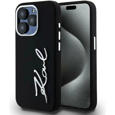 KARL LAGERFELD Карл Лагерфелд силиконов метален кейс с лого за iPhone 15 Pro Max - черен (3666339253370)