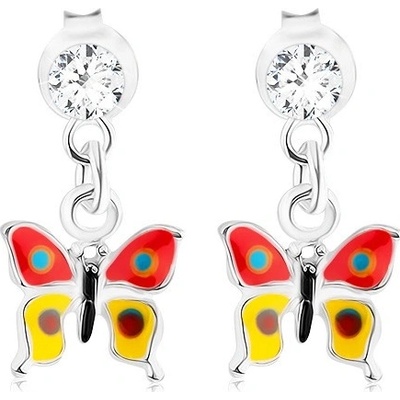 Šperky eshop ze stříbra s krystalem Swarovski červenožlutý motýlek PC16.33