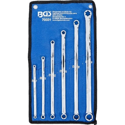BGS Technic Oboustranné očkové klíče E-profil E6 x E7 ÷ E22 x E24, extra dlouhé Sada 6 dílů BGS 70331