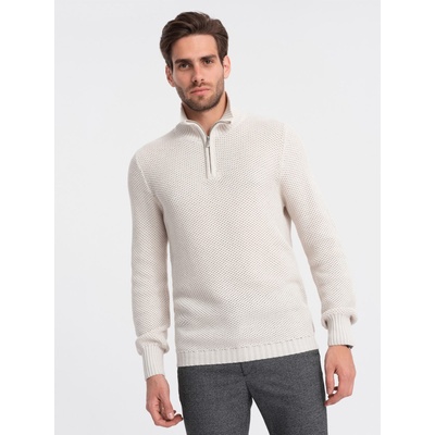 Ombre Clothing Кремав мъжки пуловер с яка Ombre Clothing Ombre Clothing | Byal | МЪЖЕ | XXL