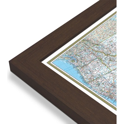 National Geographic USA - nástěnná mapa Classic 178 x 125 cm Varianta: mapa v dřevěném rámu, Provedení: Pegi skořice