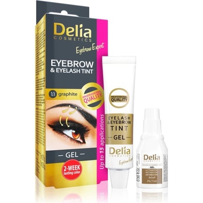 Delia Cosmetics Eyebrow Expert farba na obočie a mihalnice s aktivátorom 1.1. Graphite 2 x 15 ml