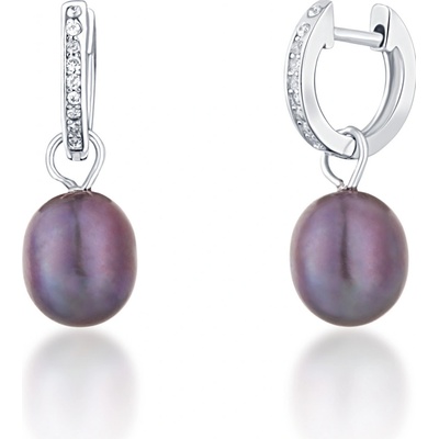 JwL Luxury Pearls stříbrné kruhové á la vévodkyně Kate s pravou perlou a zirkony 3v1 JL0733