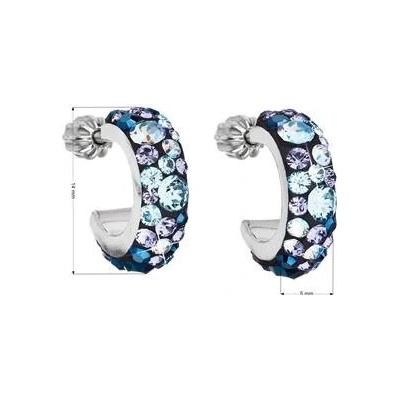 Pavona stříbrné kruhy s krystaly Crystals from Swarovski Blue Style 31118.3 Blue Style