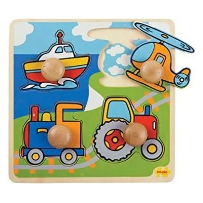 Bigjigs Toys Пъзел от дърво My First Peg Puzzle - Trans (BJ519)