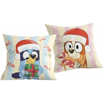 Halantex Vianočný obojstranný vankúš Bluey & Bingo 40 x 40