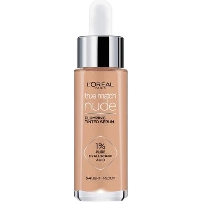 L'Oréal Paris True Match Nude Plumping Tinted Serum tónujúce sérum s 1 % kyseliny hyalurónovej 3-4 Light-Medium 30 ml