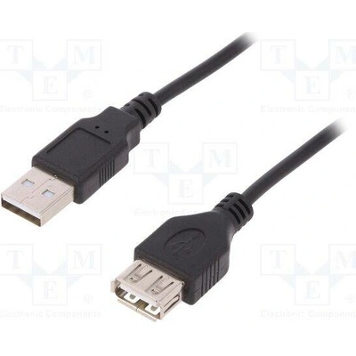 Digitus AK-300200-030-S USB 2.0, USB A zásuvka, USB A vidlice, niklovaný, 3m, černý