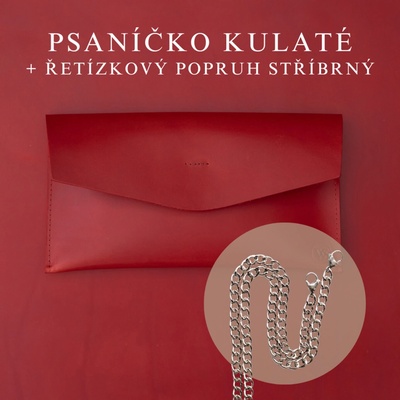 Wood Style psaníčko Kulaté Červené Řetízkový stříbrný
