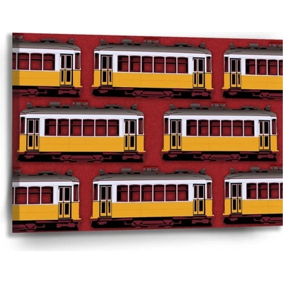 Sablio Obraz Lisabonské historické električky Červený Pattern - 90x60 cm