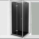 Mexen Lima сгъваема душ кабина 80 x 80 см, графит, хром + поддушово корито Flat, (856-080-080-01-40-4070)