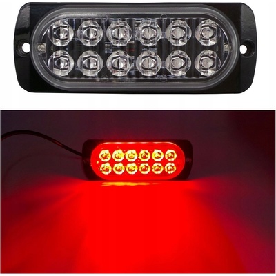 Obrysová stroboskopická lampa 12xLED 12V 24V ČERVENÁ p/mg | Zboží Auto