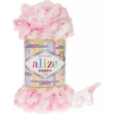 ALIZE Puffy Color 5863 bílo-růžová