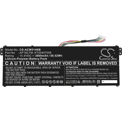 Cameron Sino Батерия за лаптоп ACER ConceptD 3 CN316-73G-729B, Swift 3 SF313-52-507Z, TravelMate Spin P4, AP18C7M LiPo 15.4V 3800 mAh CAMERON SINO (CS-ACW514NB)