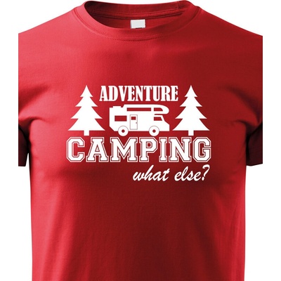 Bezvatriko.cz dětské tričko s karavanem Adventure Camping červená