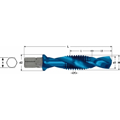 Karnasch 201880040 | Kombinovaný závitník M6x1,0, BLUE-TEC
