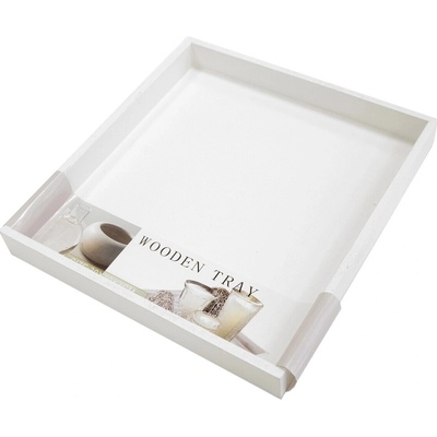Home Styling Collection Bílý podnos k servírování dřevěný 30x30cm