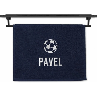 Povlečení Plus ručník se jménem na přání tmavě modrý 30 x 50 cm fotbalový míč