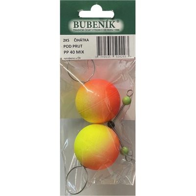 Bubeník číhátko pod prut 40mm 2ks barva žlutá červená