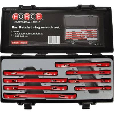 FORCE Комплект ключове звезда с тресчотка Force JN67823 - 6х7, 8х9, 10х11, 12х13, 14х15, 16х18, 17х19 и 21x22 mm, 8 броя (JN67823)