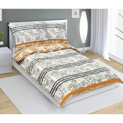 Bellatex obliečky bavlna šedooranžové retro 140x200 70x90