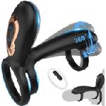 SuperLove Vibrating Cock Ring with 360 Twisting G-Spot Stimulator & Remote Black