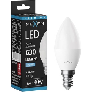 Mexen Nova LED крушка E14, C37, 6W, Студена - 6500K, 630 lm - L102-E14-0665-01 (L102-E14-0665-01)