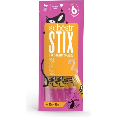 Schesir Cat pochoutka Stix Liquid Snack kuře 6 x 15 g