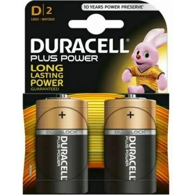 Duracell Алкална батерия duracell lr20 d plus /2 бр. в опаковка/ 1.5v (dur-ba-lr20-plus)
