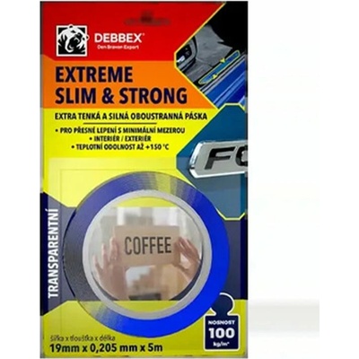 Den Braven Extreme Slim Strong transparentná obojstranná páska 19 mm × 5 m