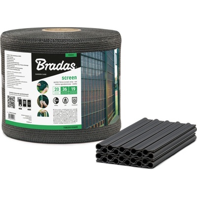 BRADAS Plotová páska GREY 200 g/m² 19 cm × 36 m – sivá + 20 klipov