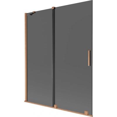 Mexen Velar двукрила разтегателна вана 140 x 150 см, графит, четкана мед (896-140-000-41-65)