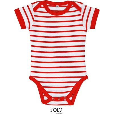 SOL's Collection Body Miles Baby pruhované dětské COT Bílá červená