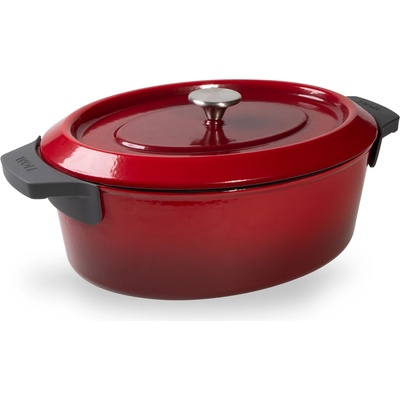 Woll Liatinový oválny hrniec s pokrievkou, Iron, 34 cm / 7,5 l, červená 3426CI-010