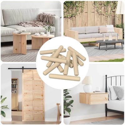 vidaXL Дървени дюбели 12 pcs Кафяво Ø 8 x 50 мм Масивна дървесина (864371)