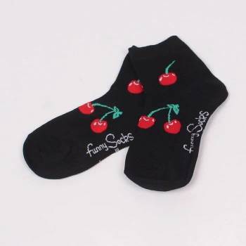 Image 1 of Детски чорапи в черен цвят с черешки