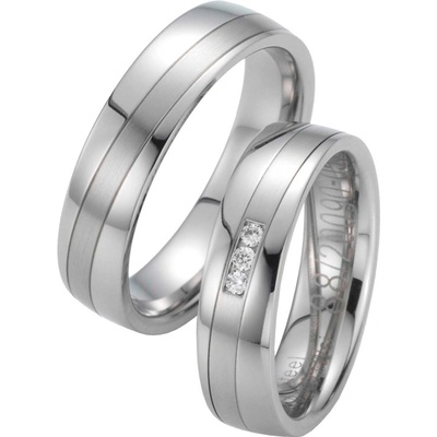 Snubní prsteny ocelové s diamanty ST20090
