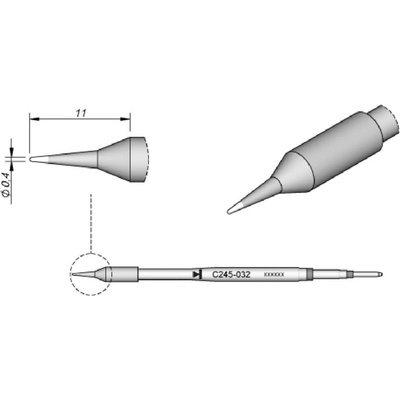 JBC Tools C245032 pájecí hrot oblý, rovný Velikost hrotů 0.4 mm Délka hrotů 11 mm Obsah 1 ks