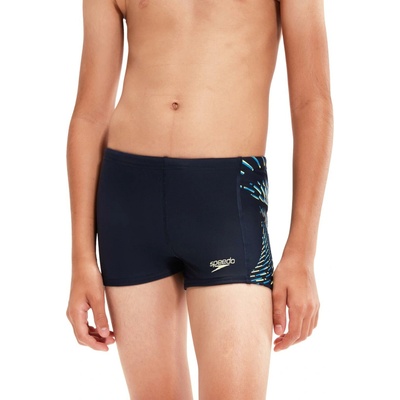 Speedo Plastisol Placement chlapčenské športové plavky tmavo modrá,žltá,tyrkysová