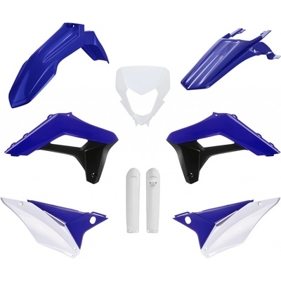 POLISPORT kompletní sada plastů (FULL KIT) SHERCO SE-R/SEF-R 24 v sadě kryt světla (8681100002) a kryty tlumičů (8398600002) barva modrá bílá černá OEM