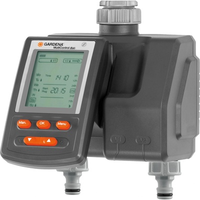 GARDENA irrigation computer MultiControl Duo: automatic irrigation control, days of the week programmable, up to 3 irrigations per day, with LC display (1874-20) - 01874-20