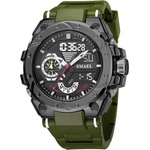 SMAEL Спортен мъжки часовник Smael Sport Shock, Двойно време, Хронограф, LED Подсветка, Зелен / Черен (SMAEL-8060-GREEN-BLACK) Часовници