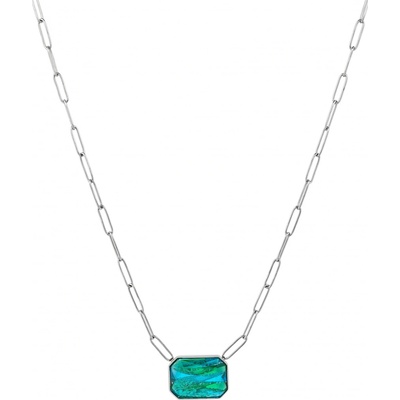 Preciosa Oceľový náhrdelník s ručne mačkaným kameňom českého krištáľu ocean emerald 7444 66