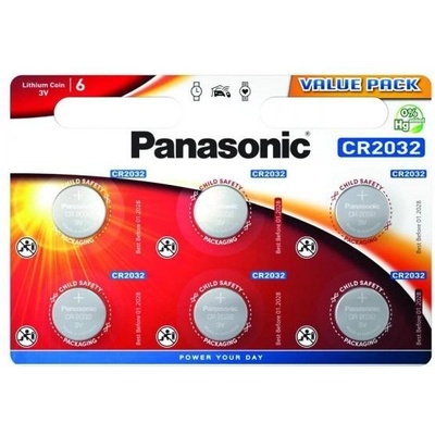 Panasonic Бутонна батерия литиева panasonic cr2032, 3v, 6 бр. в блистер /цена за 6 бр. / (pan-bl-cr2032-6pk)